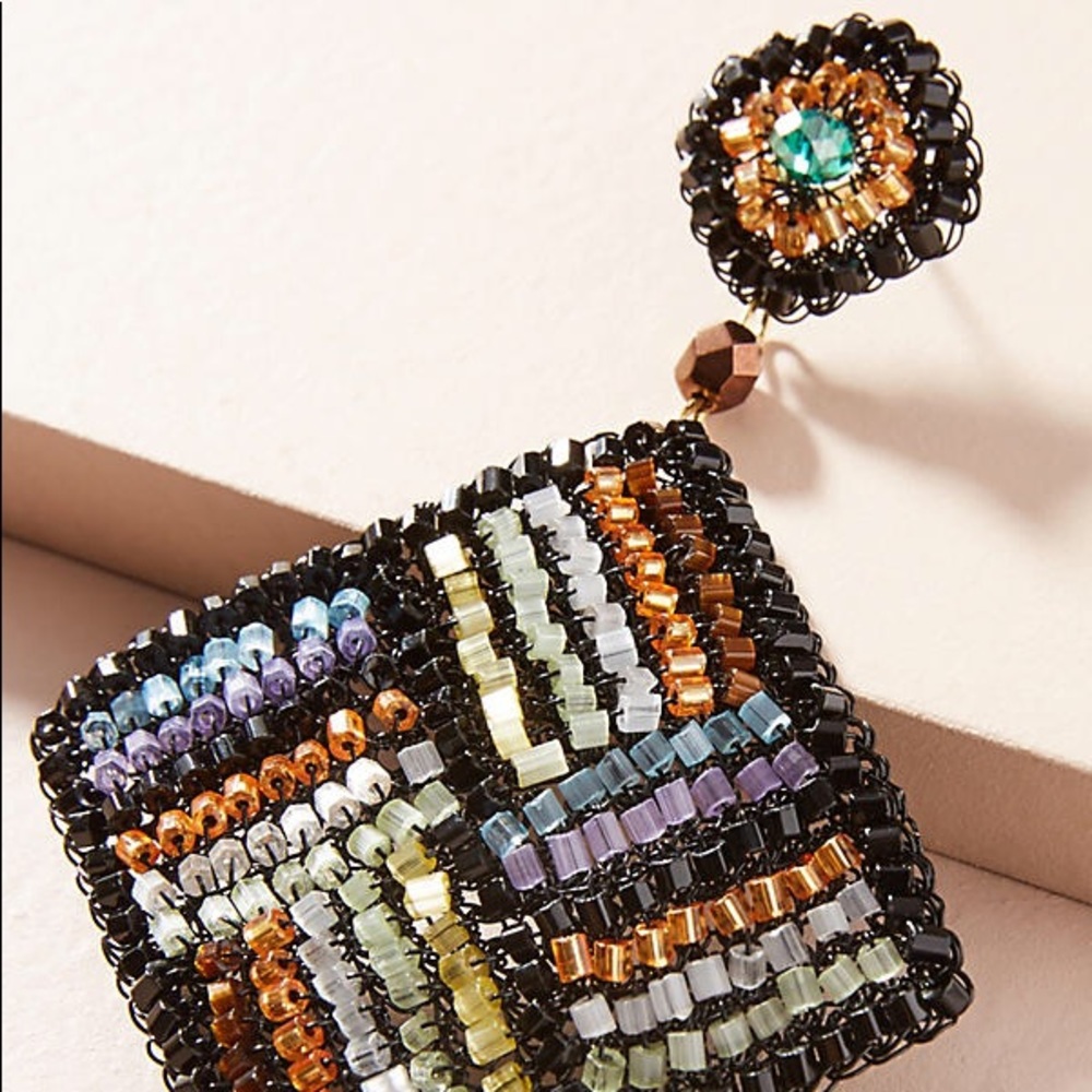 NWT Anthro/Lavish Brazil  Beaded Drop Earrings - Picture 4 of 8